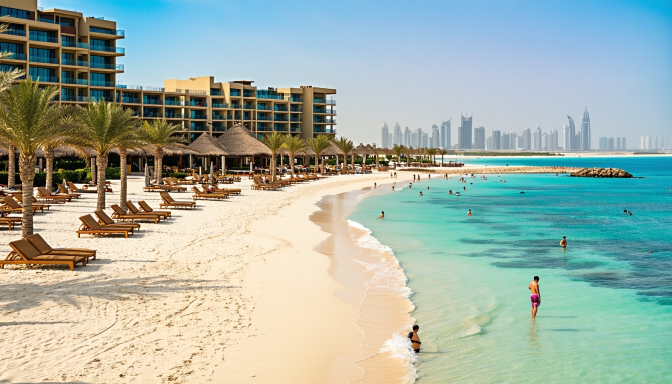 Relaxing beach areas at Aquaventure World Dubai