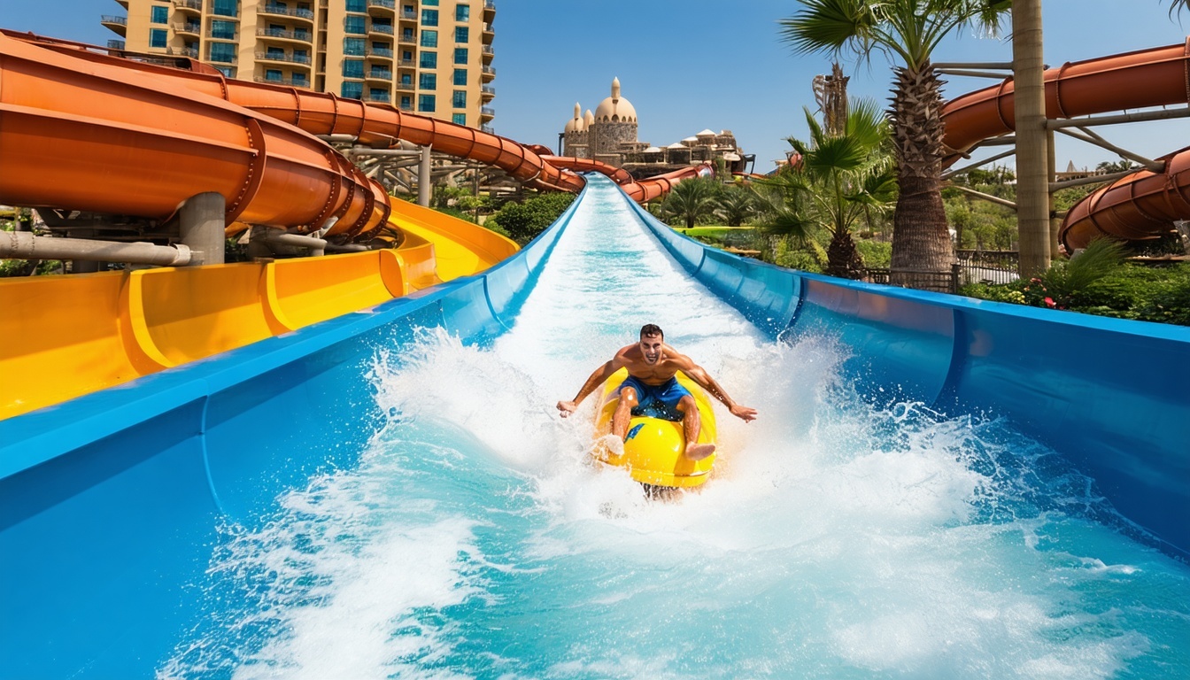 Thrilling water slides at Aquaventure World Dubai
